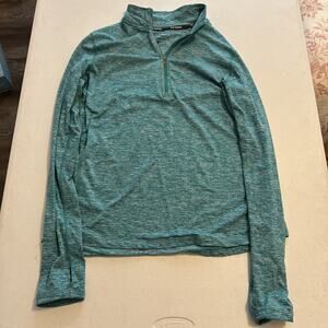 Nike Dri-FIT 1/4 Zip Runner Pullover Women’s Size M Green Long Sleeve ThumbHoles